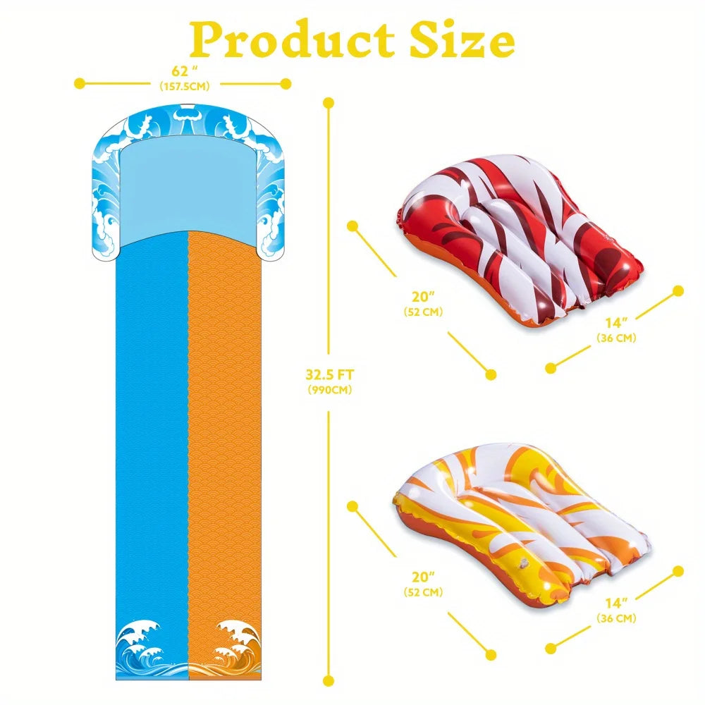 Mega Inflatable Water Slide with Dual Racing Lanes 2 Boards Splash Sprayer for Kids Adult Summer Party Outdoor Toy