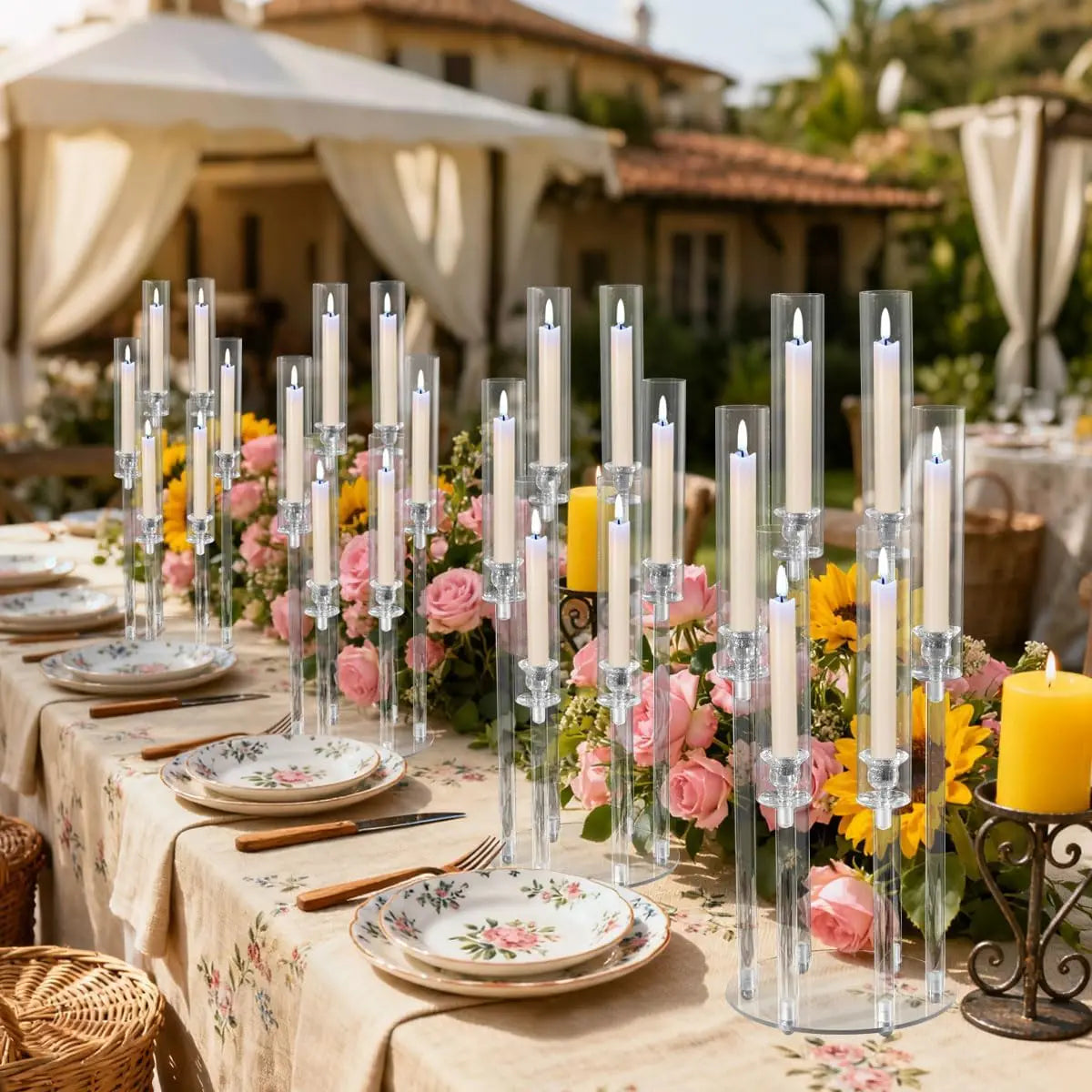 6 Arm Candelabras Centerpieces Candle Holder Clear