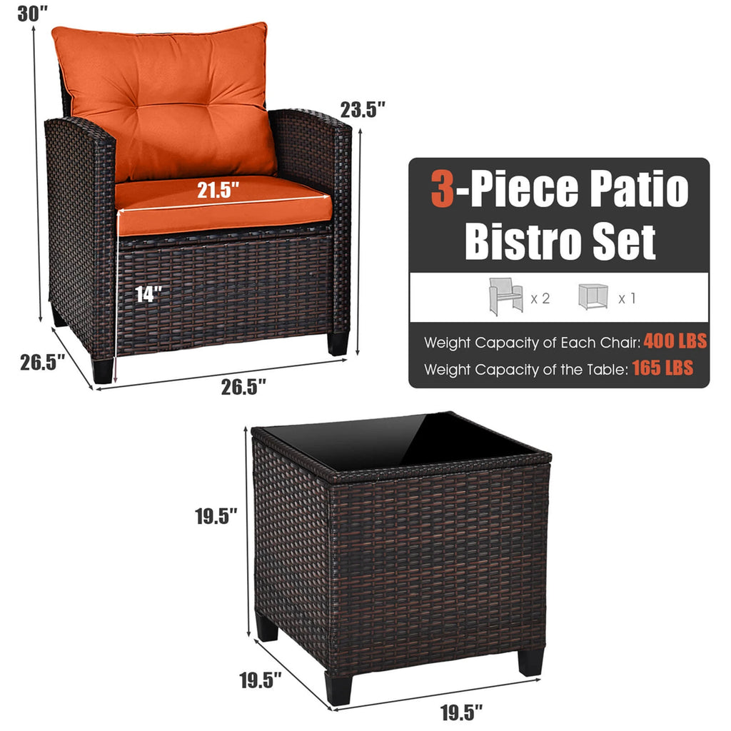Patio Rattan Furniture Set Cushioned Conversation Set