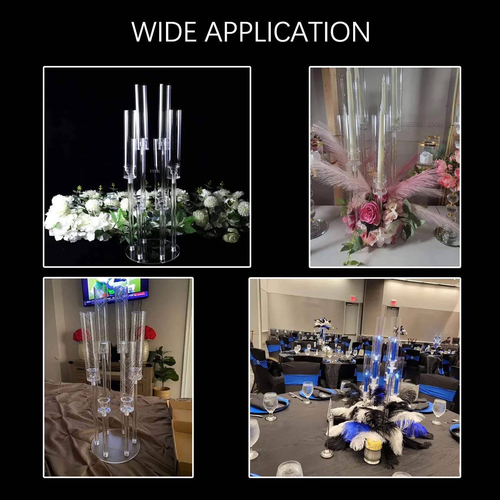 Candlestick Holde 6 Arm Candelabras Clear