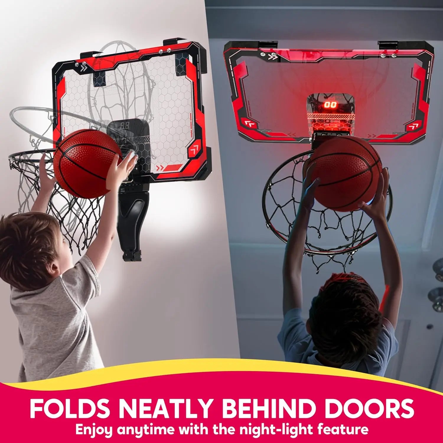 Mini Indoor Basketball Hoop Light Up Over the Door