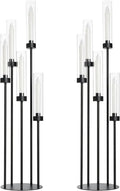 2PCS 39.8''Matte Black Candle Holder with Acrylic Shades