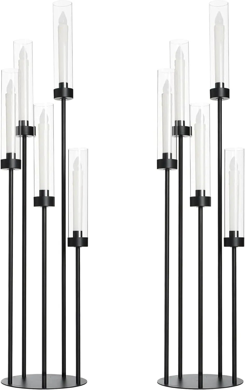 2PCS 39.8''Matte Black Candle Holder with Acrylic Shades