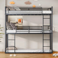 Bunk Beds Twin Over Full Size with Ladder and Guardrail