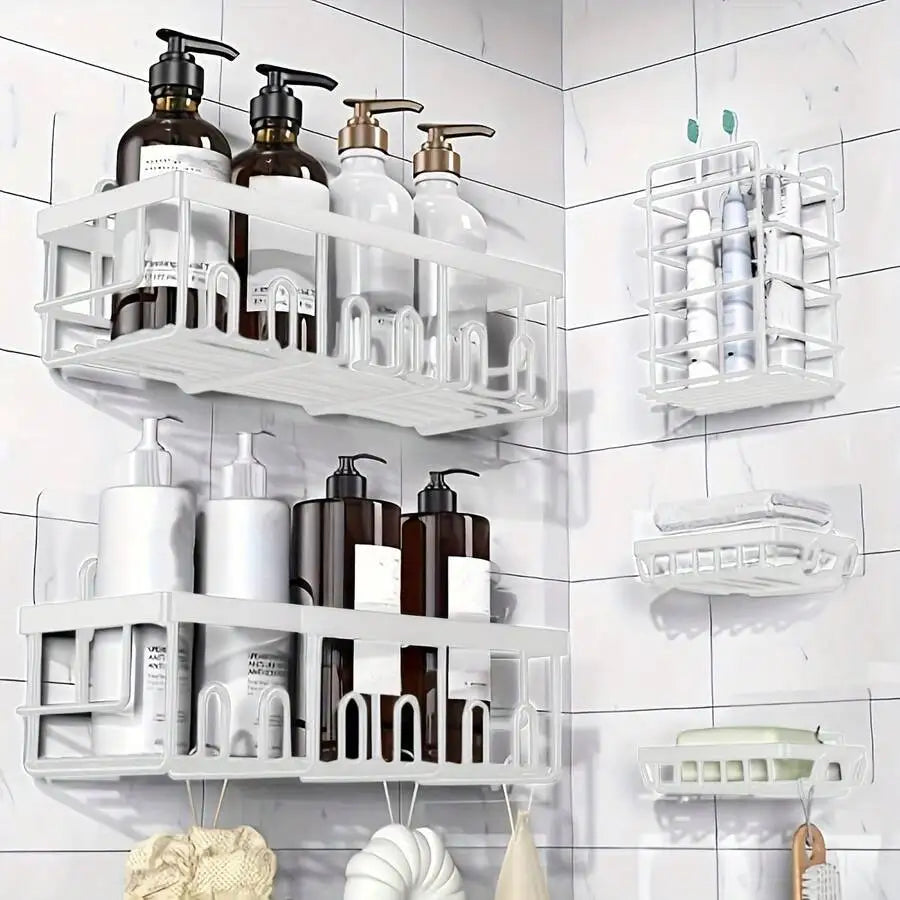Adhesive Shower Caddy 5 Pack, Rustproof Stainless Steel