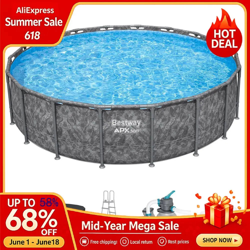 18 x 52 Above Ground Round Metal Frame Outdoor Swimming Pool