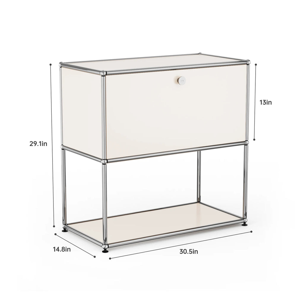 Modern Modular Nightstand Chrome Metal Frame Small Side End Table