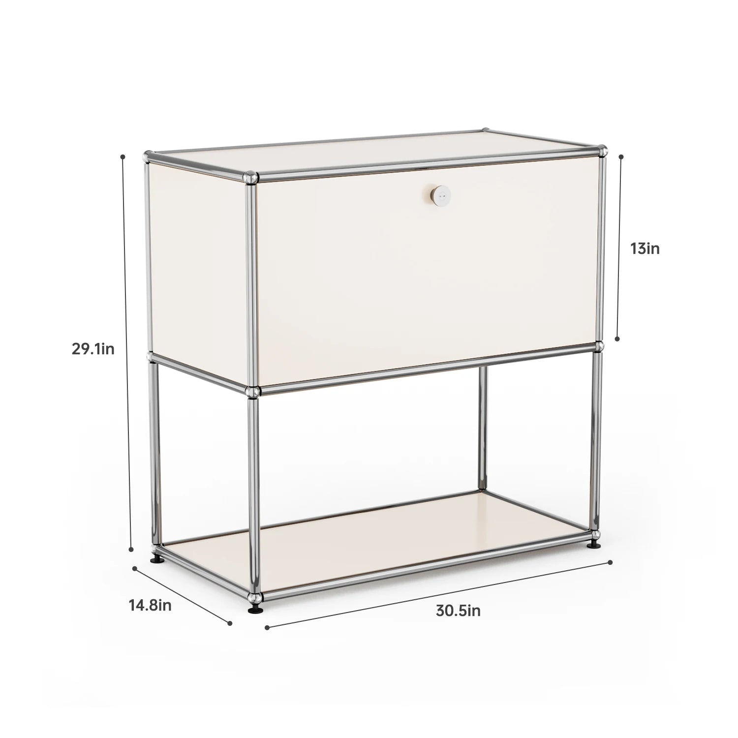 Modern Modular Nightstand Chrome Metal Frame Small Side End Table
