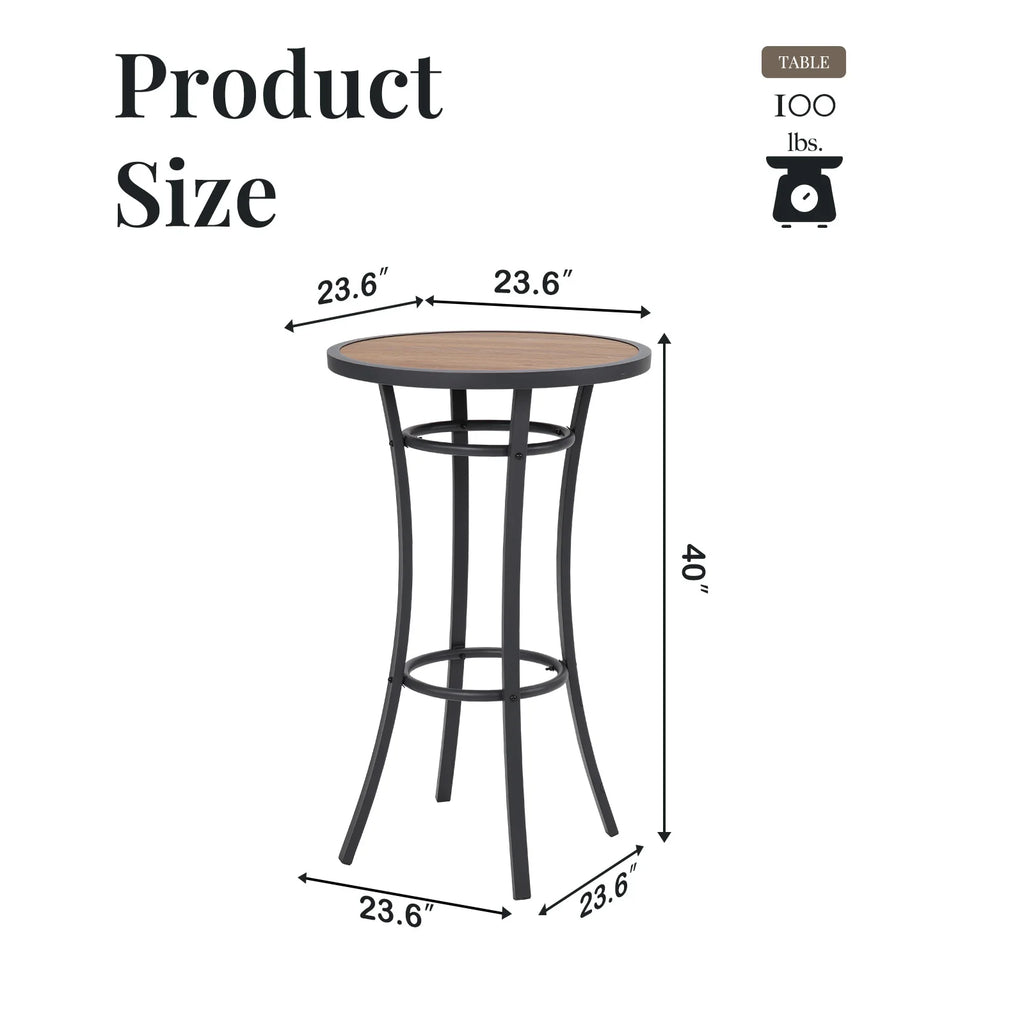 Outdoor Bar Height Bistro Table, 40-Inch Patio Bar Table