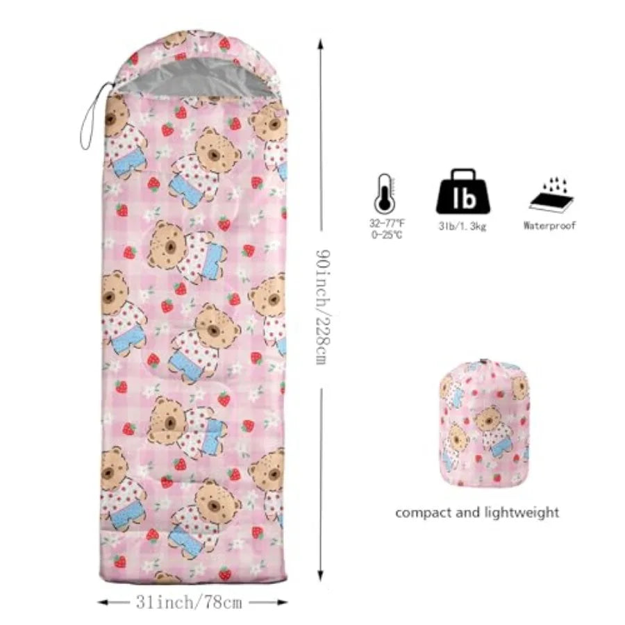 Cute Sleeping Bag for Girls Waterproof Portable Camping Bag,