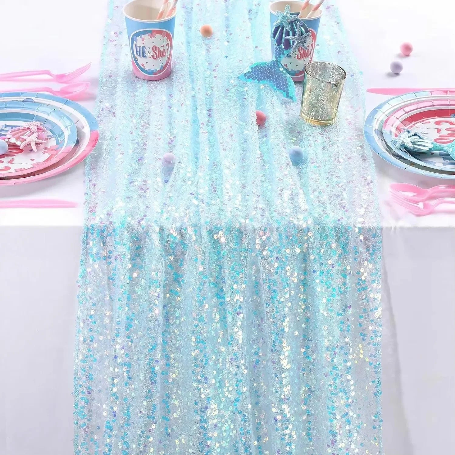 Glitter Iridescent Sequin Table Runner