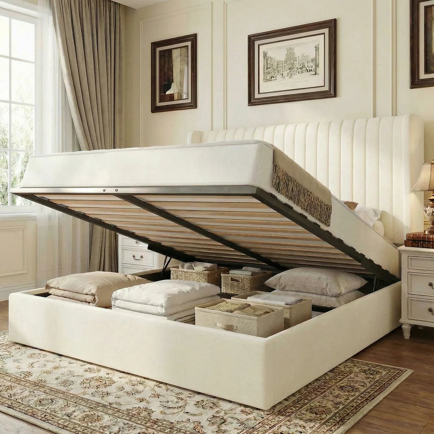 Full/Queen/King Lift Up Storage Bed Frame