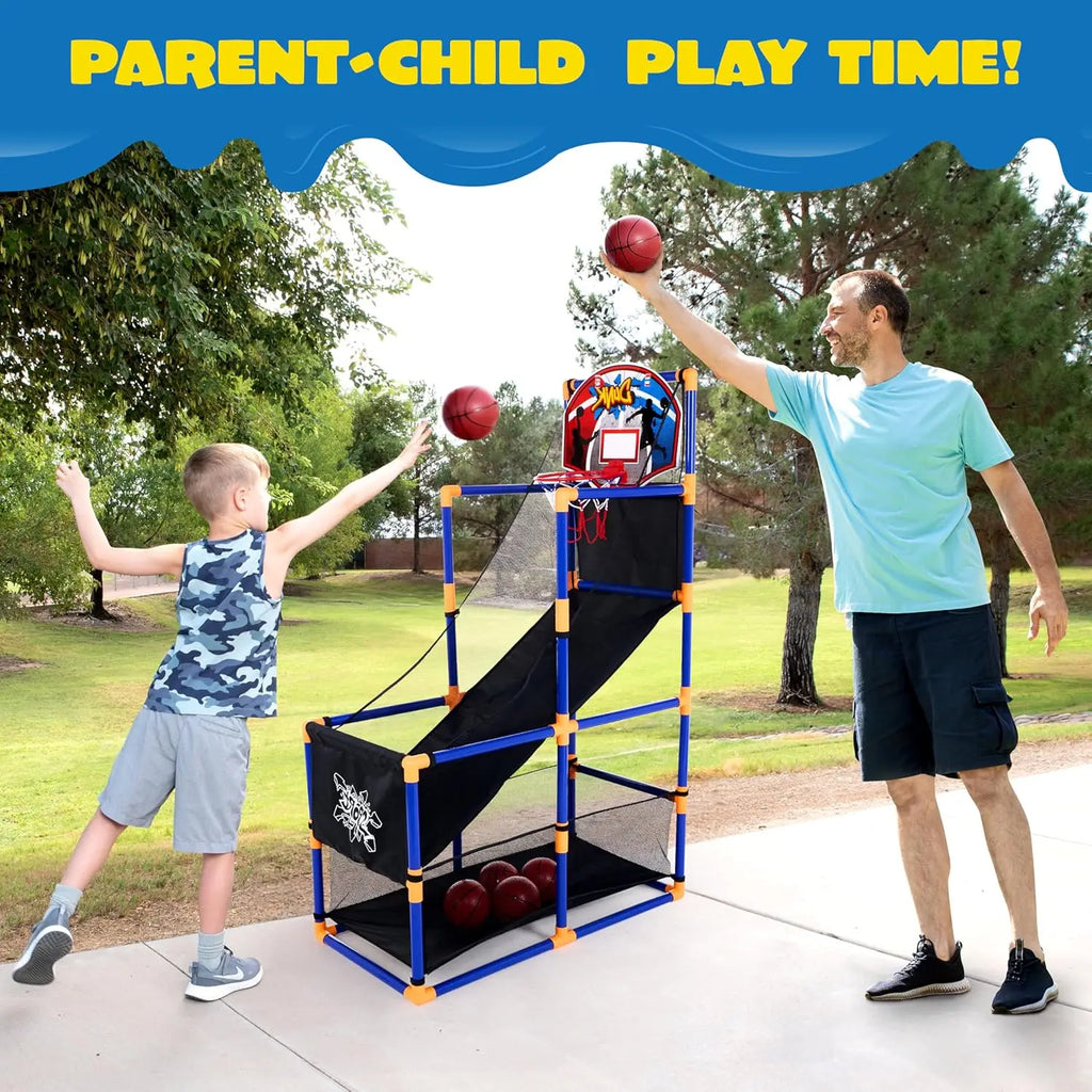Kids Arcade Basketball Game Set with 4 Balls and Hoop