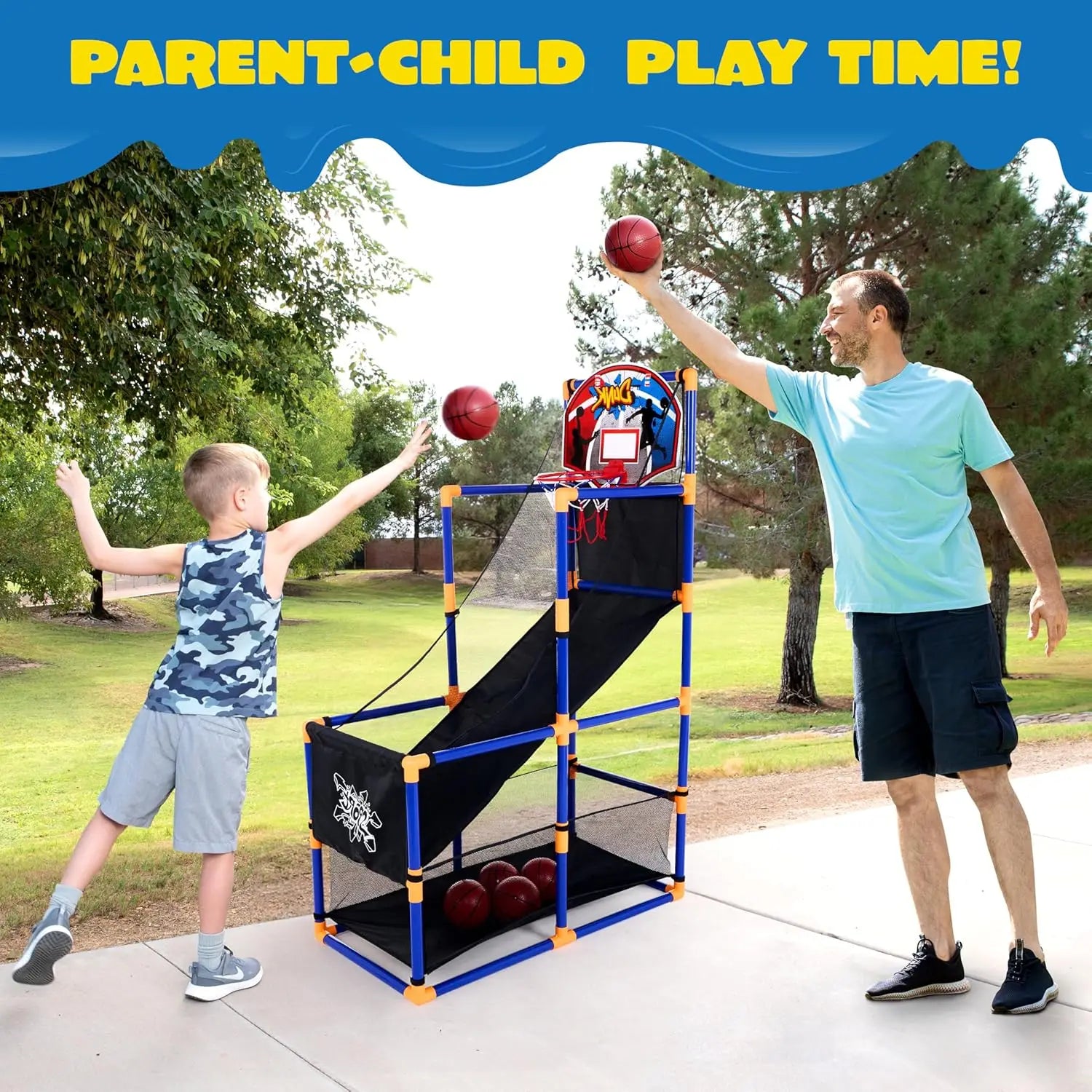 Kids Arcade Basketball Game Set with 4 Balls and Hoop