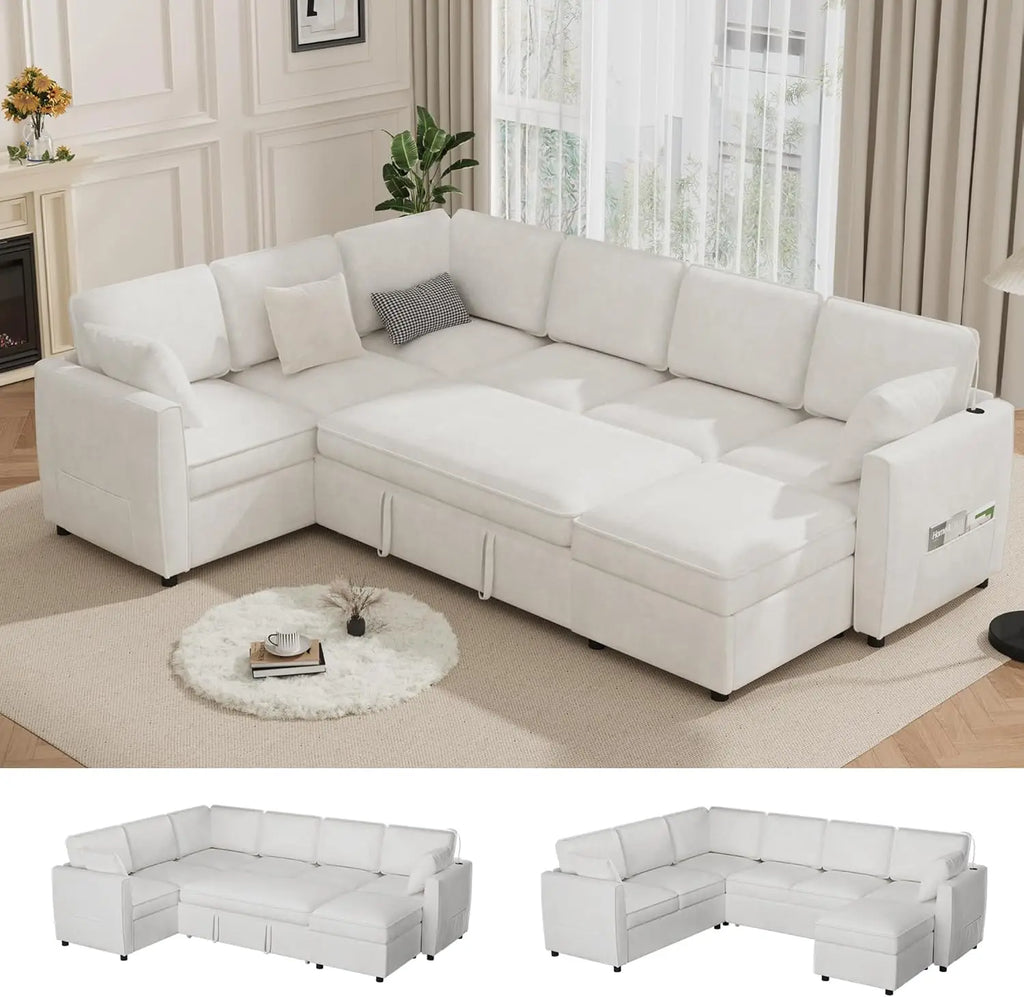 Sectional Sofa Couch with Pull out Bed