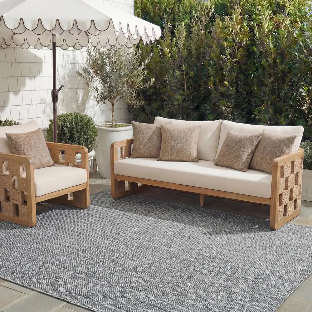 Washable Rug Outdoor 10 x 14, Black amp Beige