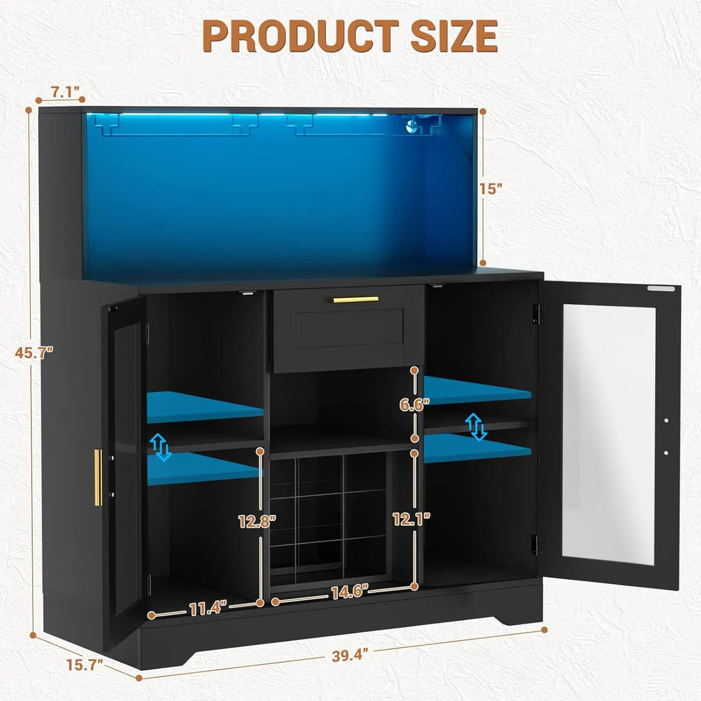 Wine Bar Cabinet with LED Light, Liquor Cabinet