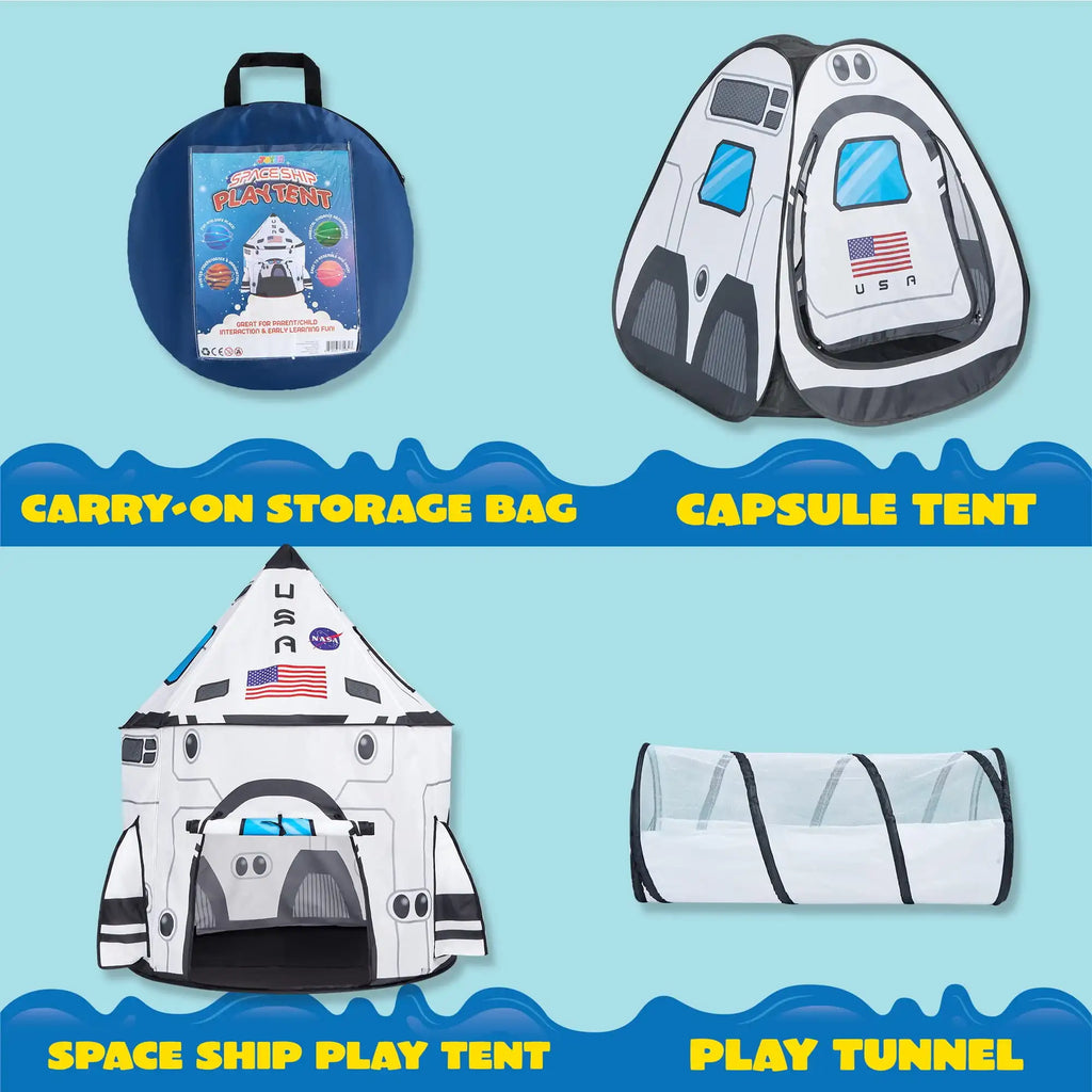 Rocket Ship Tents Set Pop up Play house with Tunnel