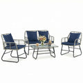 Outdoor Wicker Patio Furniture Set 4 with Soft Cushion and Glass Table