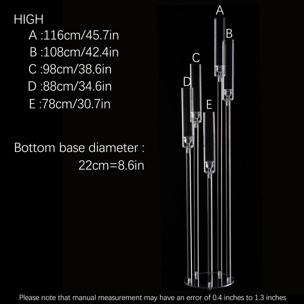 10PCS Acrylic 5 Arm Candelabra Clear Floor