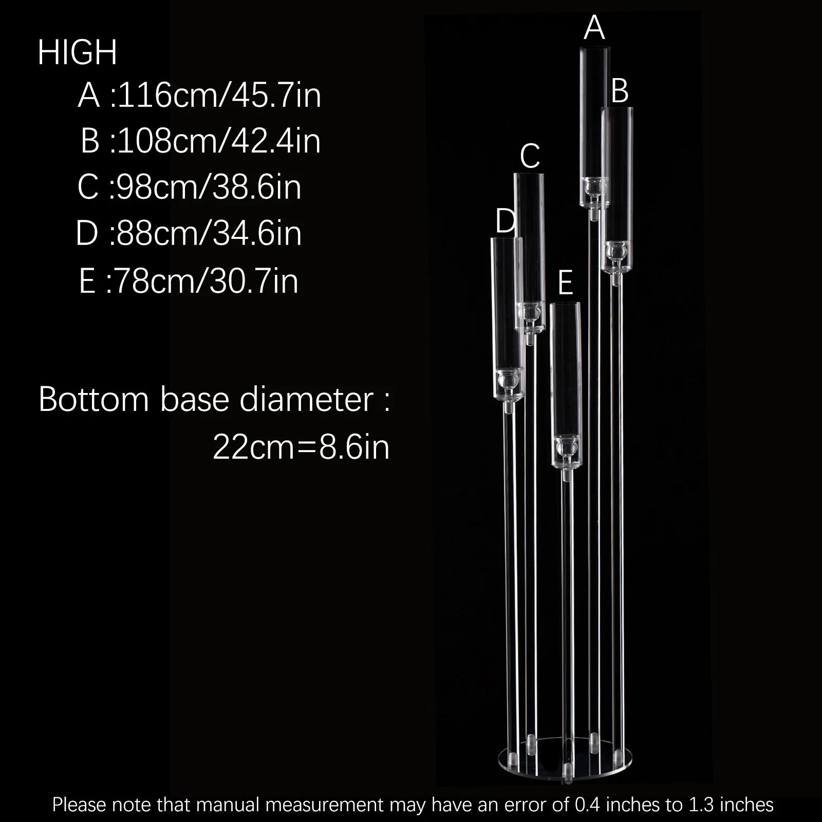 10PCS Acrylic 5 Arm Candelabra Clear Floor
