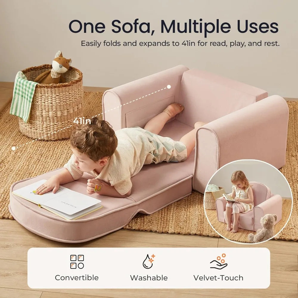 Foldable Kids Couch with Pockets