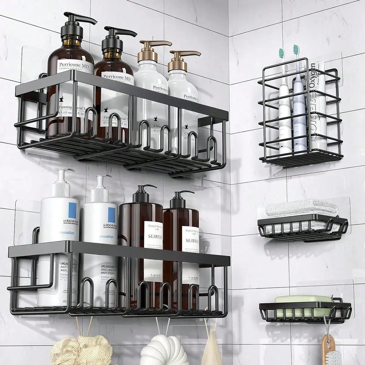 Adhesive Shower Caddy 5 Pack, Rustproof Stainless Steel