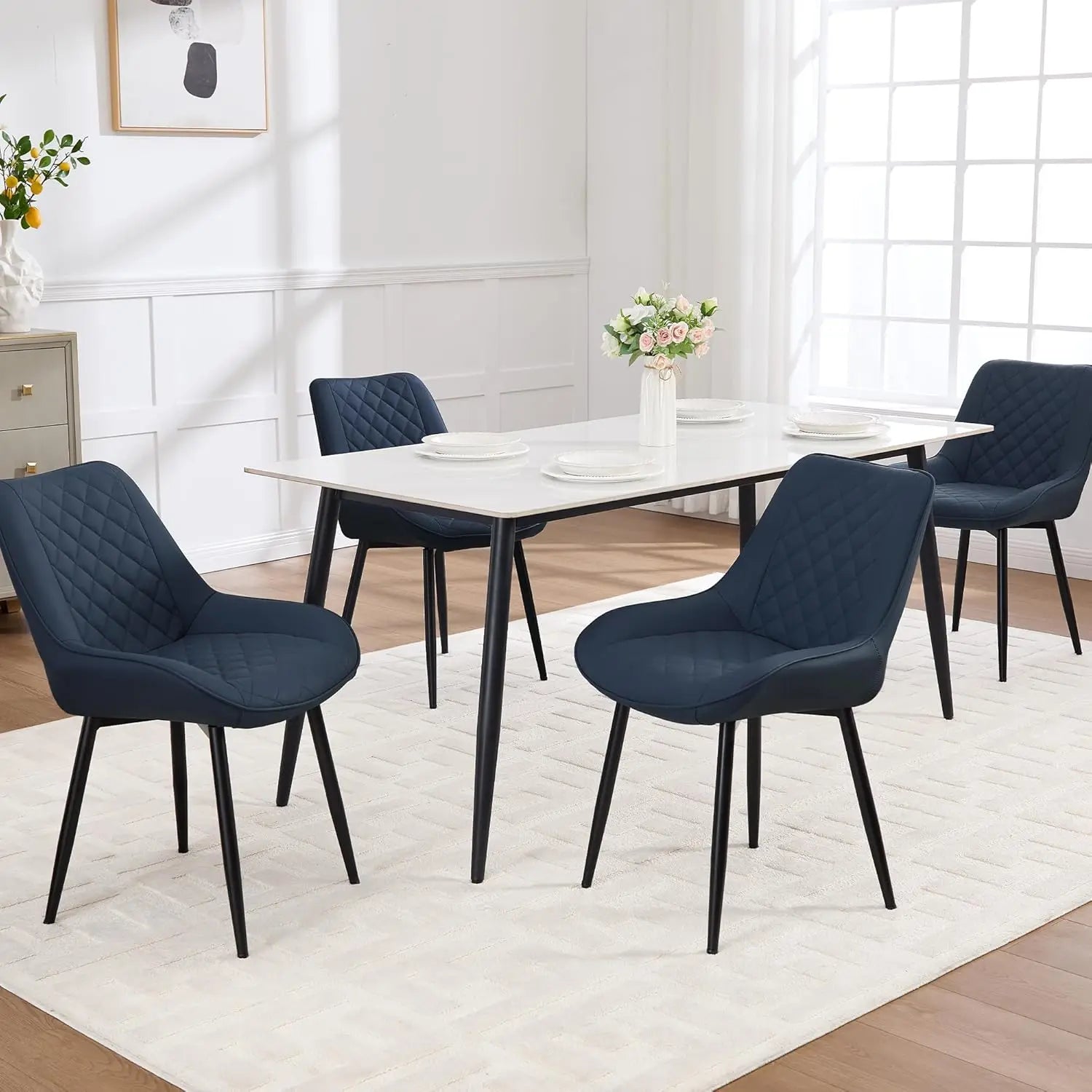 Set of 4, Modern Dining Chairs with Thick Cushions