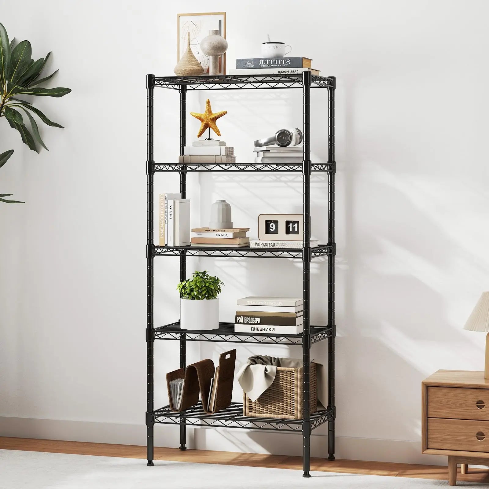 3-5 Tier Metal Wire Storage Shelves Adjustable