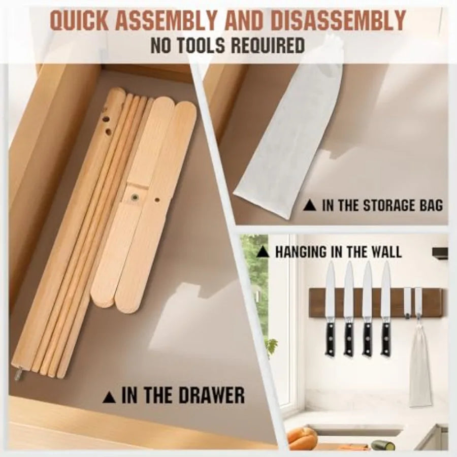 Pasta Drying Rack, Collapsible Pasta Drying Rack For Spaghetti, Easy Storage Homemade Stand Dryer Hander For Fresh Noodle, Natu