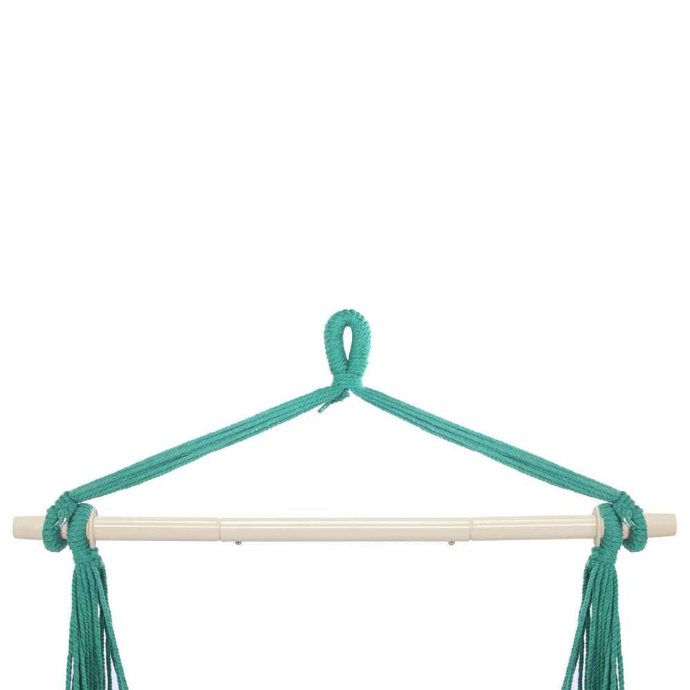 Hanging Rope Chair Polyester Cotton with 2 Soft Pillows Green