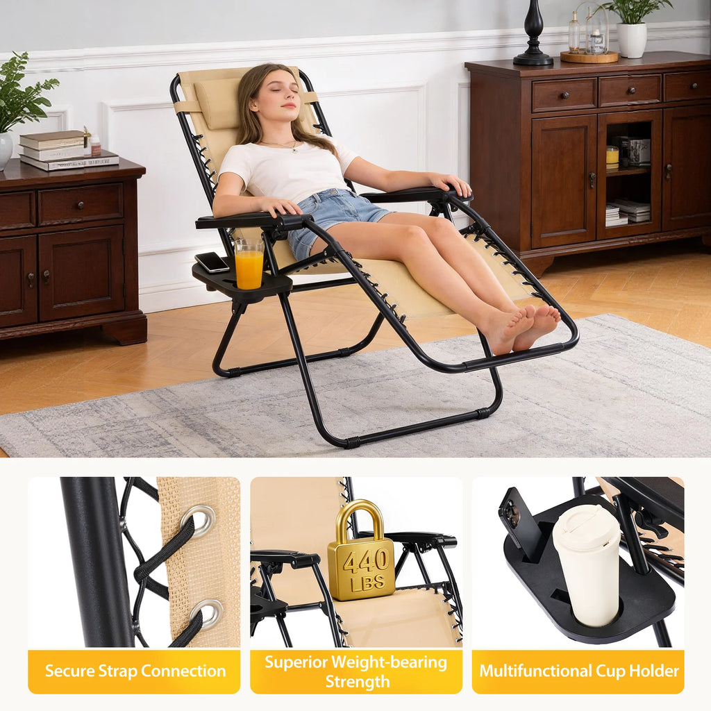 Portable Zero Gravity Recliner Chairs Set of 2