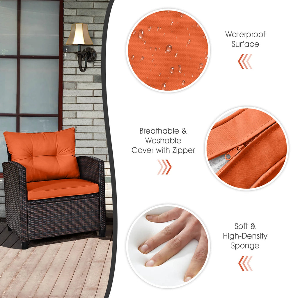 Patio Rattan Furniture Set Cushioned Conversation Set