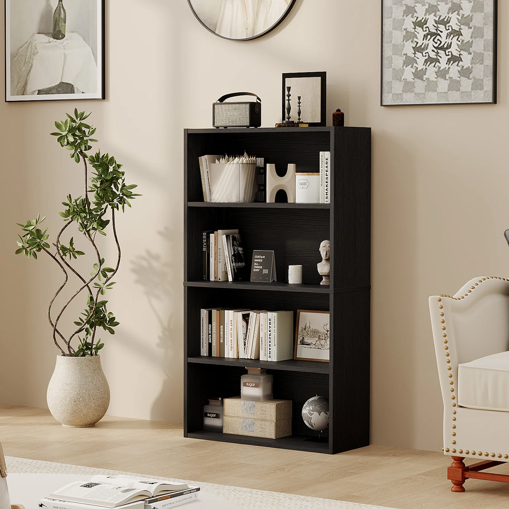 3-4 Tier Wooden Shelf Bookcase Tall Floor Standing