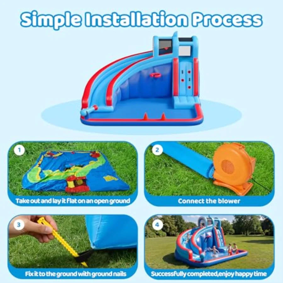 Backyard inflatable water slide for kids
