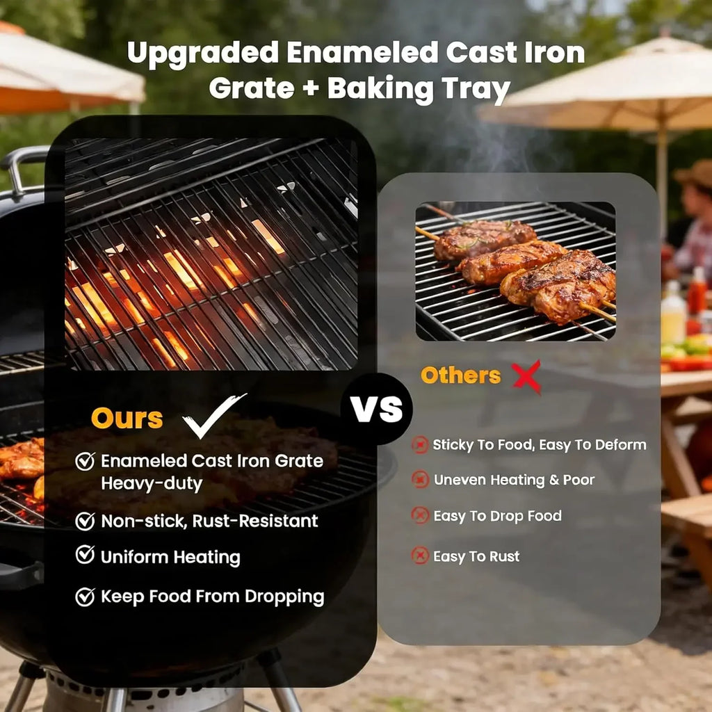 4 Burner Propane Gas Grill with Side Burner, 51000 BTU Cast Iron BBQ Grill, Pullout Oil Drip Tray for Outdoor, Customized