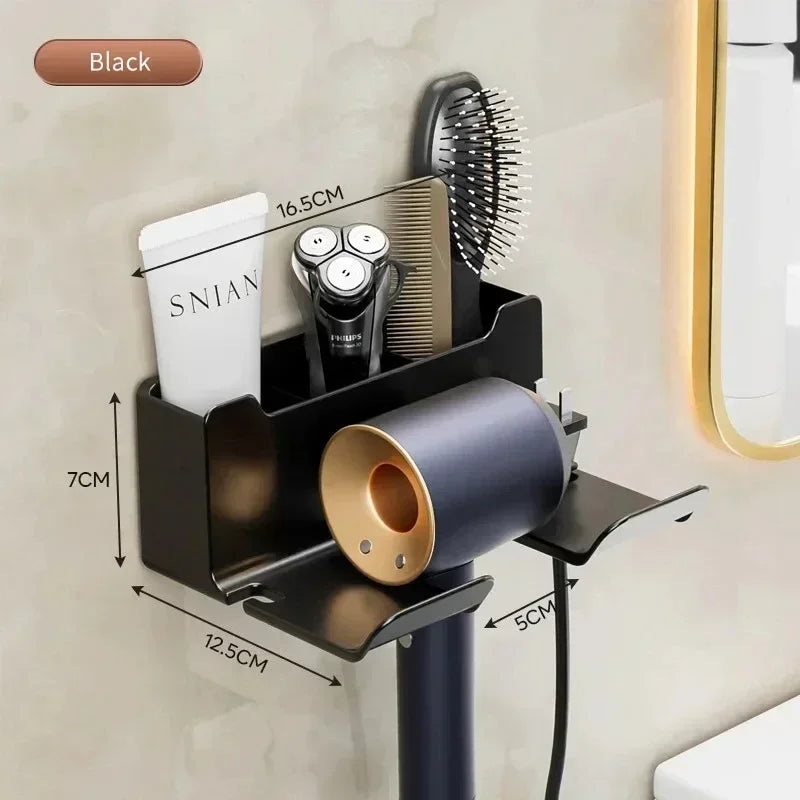 Hair Dryer Holder Wall Mount Suction Cup Bathroom Organizer