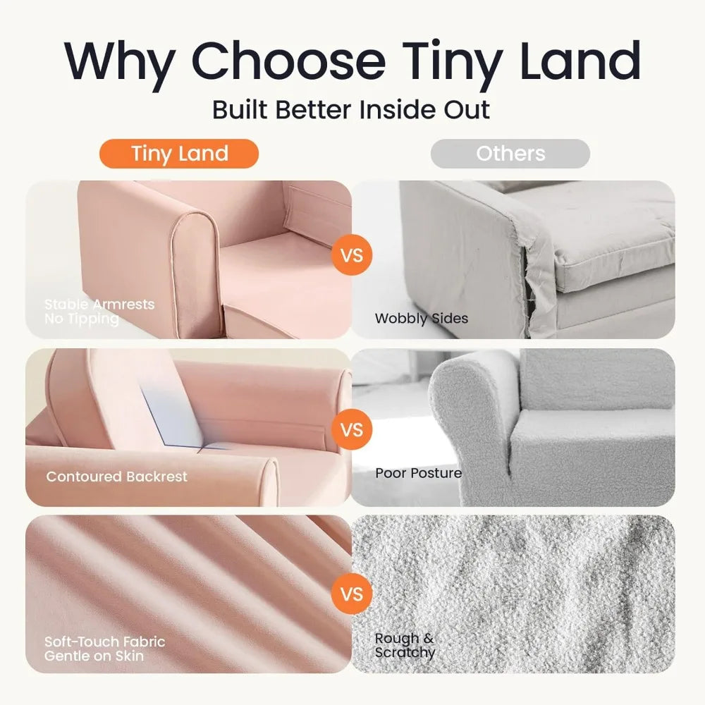 Foldable Kids Couch with Pockets