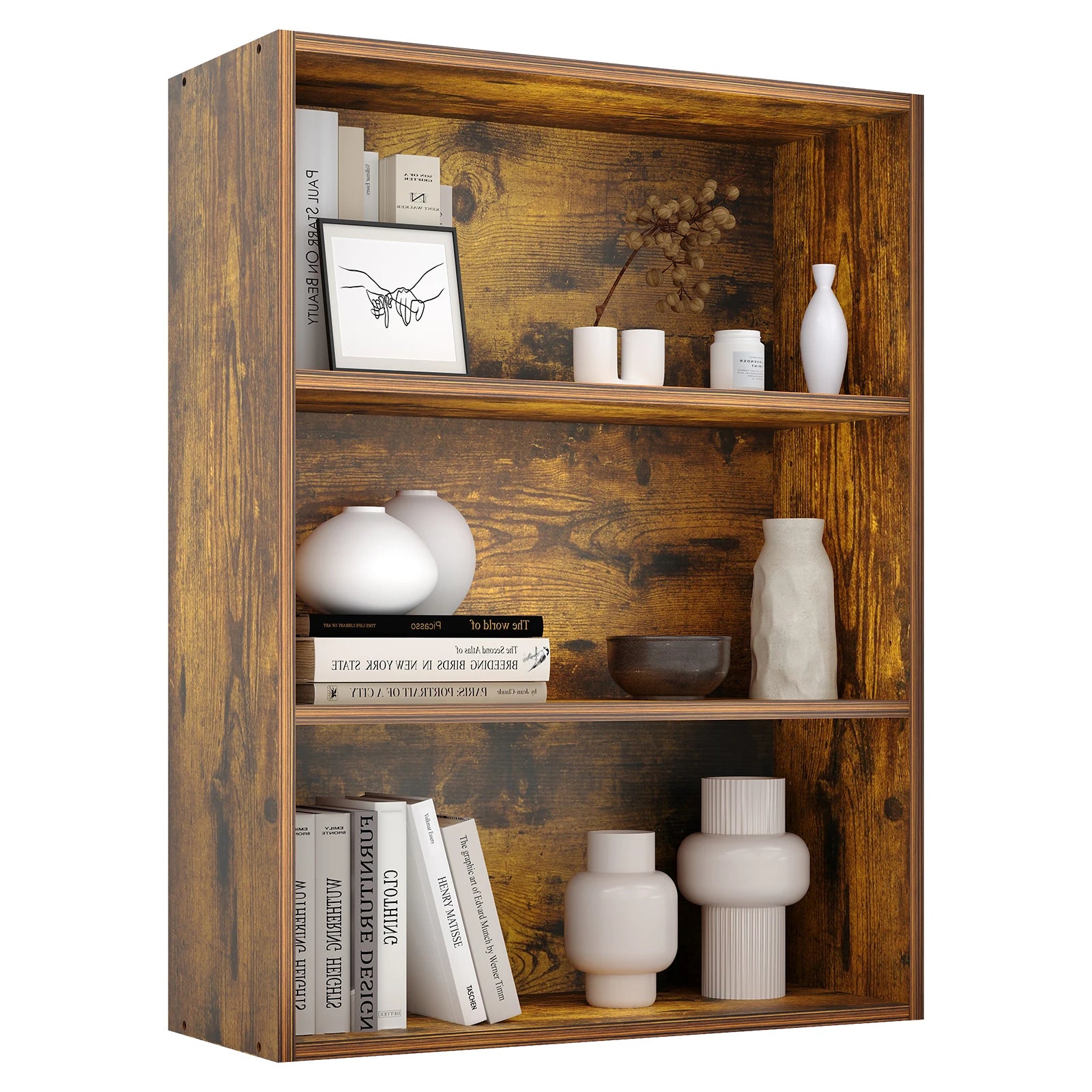 3-4 Tier Wooden Shelf Bookcase Tall Floor Standing