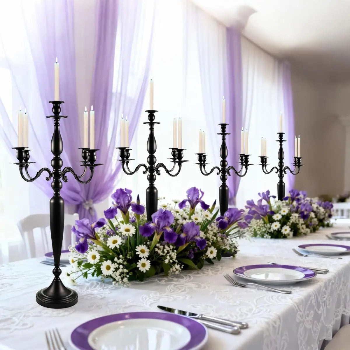 Black Candelabra Candle Holder for Table Centerpiece