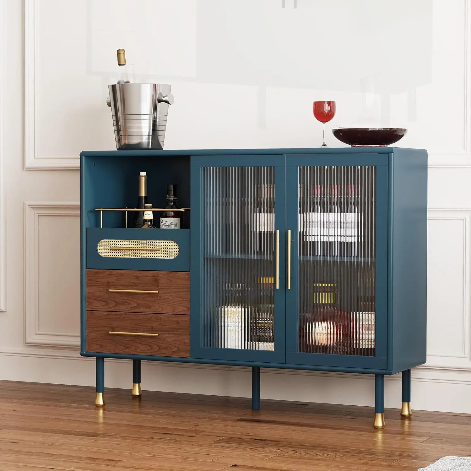48" Coffee Bar Cabinet with Wine Racks and Drawers
