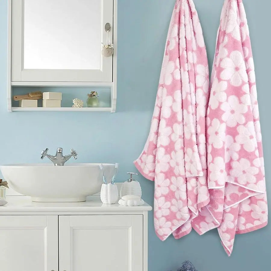 Pink Bath Towels Set of 2, Super Absorbent