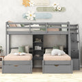 Triple Bunk Beds with Stairs and Storage Drawers