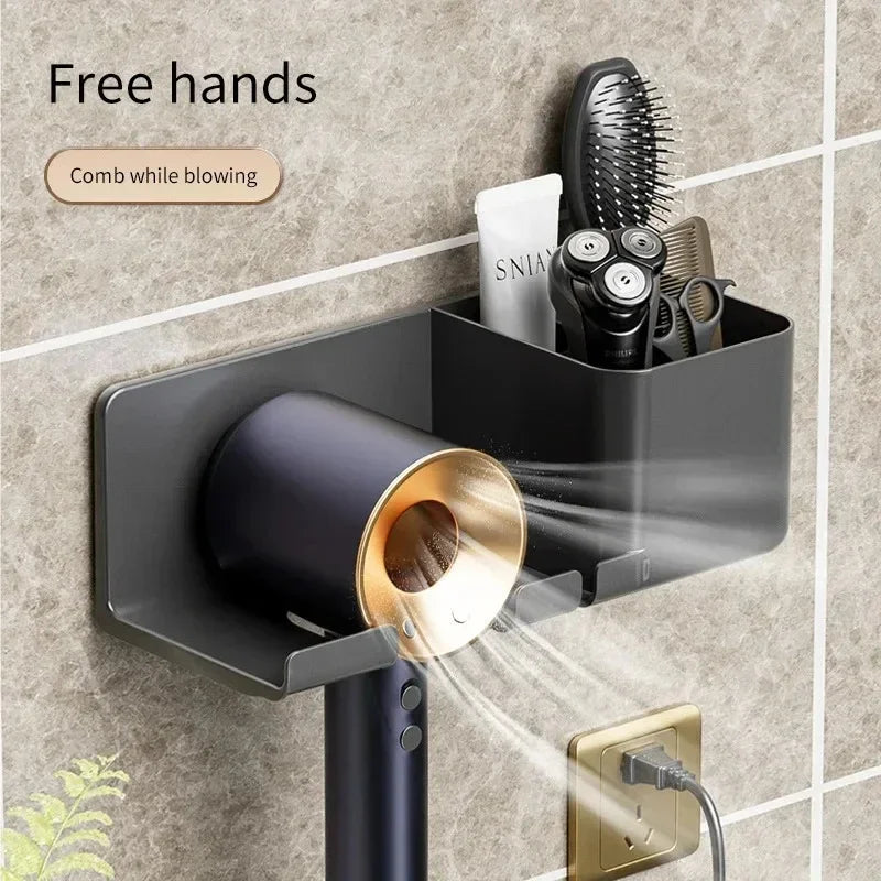 Hair Dryer Holder Wall Mount Suction Cup Bathroom Organizer
