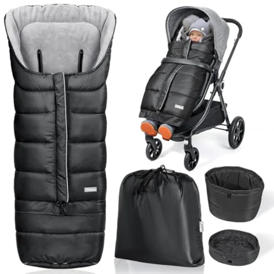 Universal Stroller Footmuff, Winter Baby Bunting Bag for Stroller - Baby Sleeping Bag with Coral Fleece Lining for Cold Weather