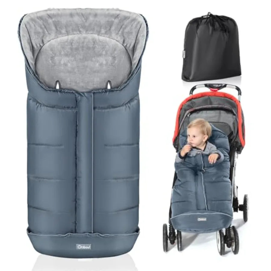 Universal Stroller Footmuff, Winter Baby Bunting Bag for Stroller - Baby Sleeping Bag with Coral Fleece Lining for Cold Weather